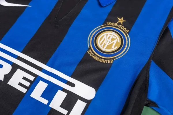 07-08 Inter Milan Retro 100th Anniversary Home Jersey - Image 5