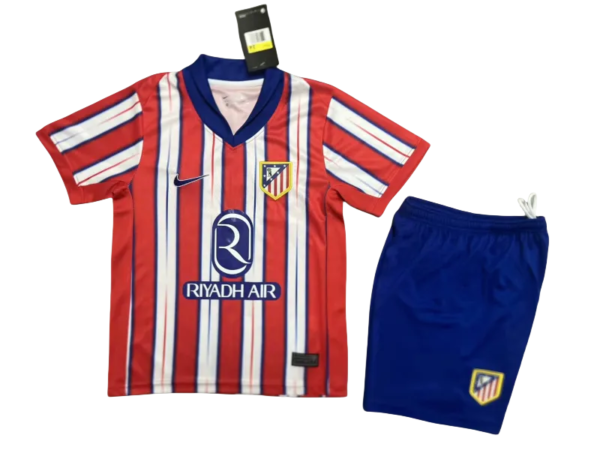 24-25 Atletico Madrid Home Soccer Kids Kit Jersey+Shorts