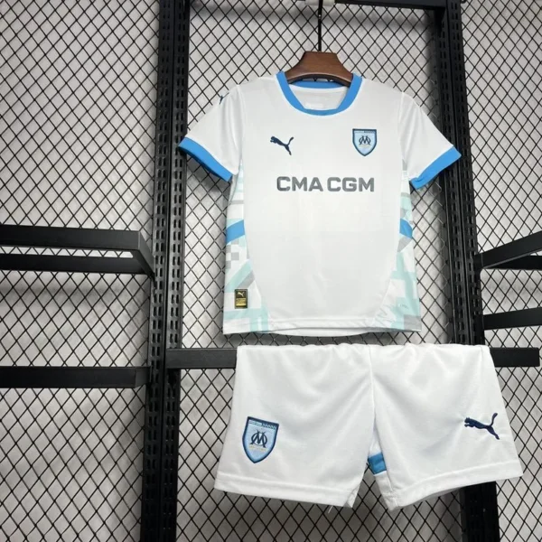 24-25 Marseilles Home Soccer Kids Kit Jersey+Shorts - Image 7