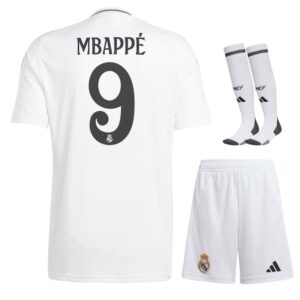 Real Madrid Home Children's Kit Jersey 2024 2025 Mbappe